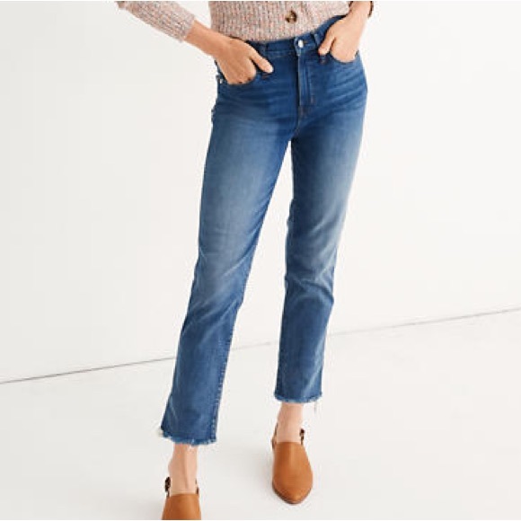 Madewell Stovepipe High Rise Crop Raw Hem Straight Leg Jeans Size 24 - Picture 1 of 10